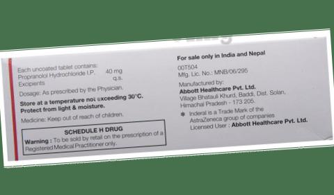 Inderal Filmdragerad Tablett 40 Mg